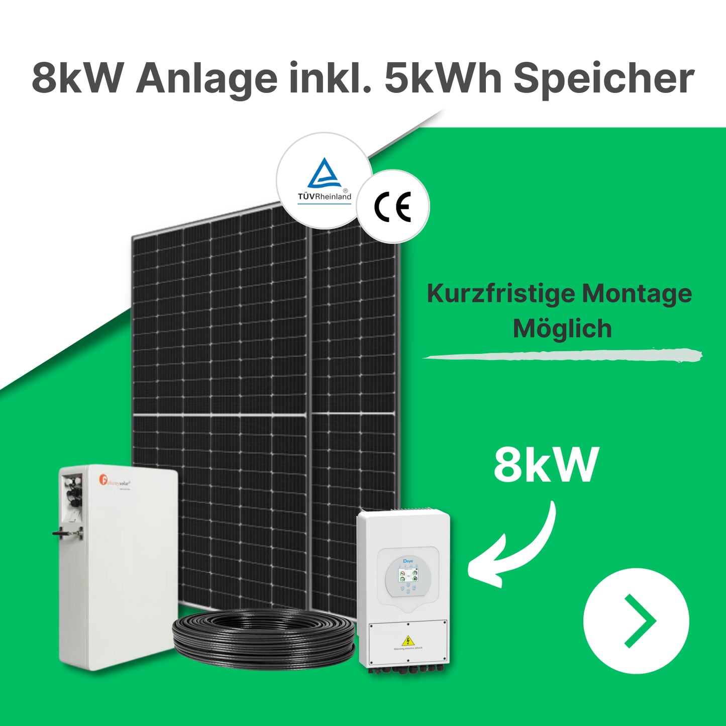 8kW Photovoltaikanlage mit 5,12kWh Speicher