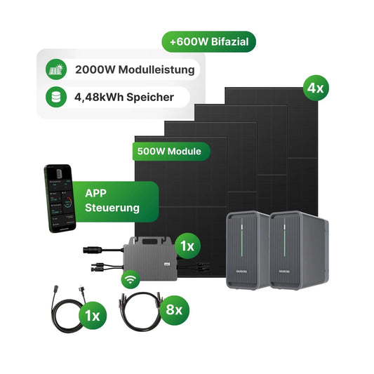 2000W Balkonkraftwerk + Marstek B2500-D Speicher 4,48 kWh + Tsun 800W Wechselrichter