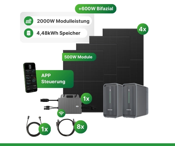 2000W Balkonkraftwerk + Marstek B2500-D Speicher 4,48 kWh + Tsun 800W Wechselrichter