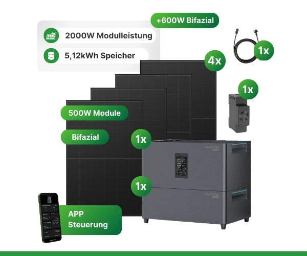 2000W Balkonkraftwerk + Marstek Jupiter-C Plus 2,56 kWh + 2,56kWh Erweiterungsakku