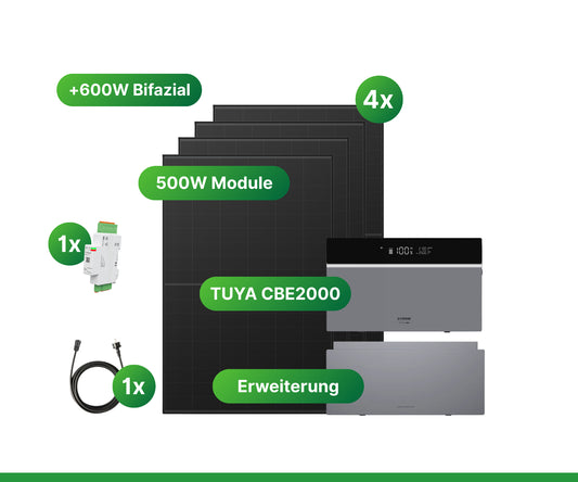 2000W Tuya CBE2000  Pro mit Erweiterungsakku Balkonkraftwerk